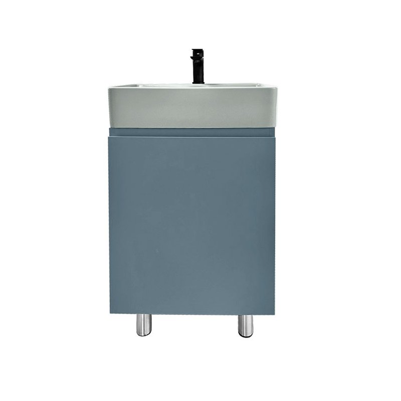 【MULTI】MIT台灣製造工廠直營 霧黑龍頭+灰藍彩盆+KD浴櫃50cm - 衛浴用品/浴室收納 - 其他材質 