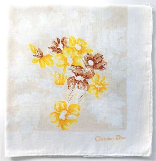 orangesodapanda Christian Dior Vintage Handkerchief Orchids Pocket Square 17 x 16.5 inches