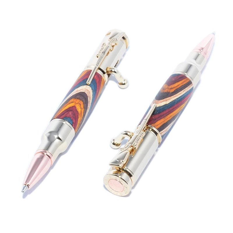 【Made to order】Wooden Bolt Action Mini Ballpoint Pen (Dyed Hardwood, 24k Gold plating) MBA-24G-CGF - อุปกรณ์เขียนอื่นๆ - ไม้ หลากหลายสี