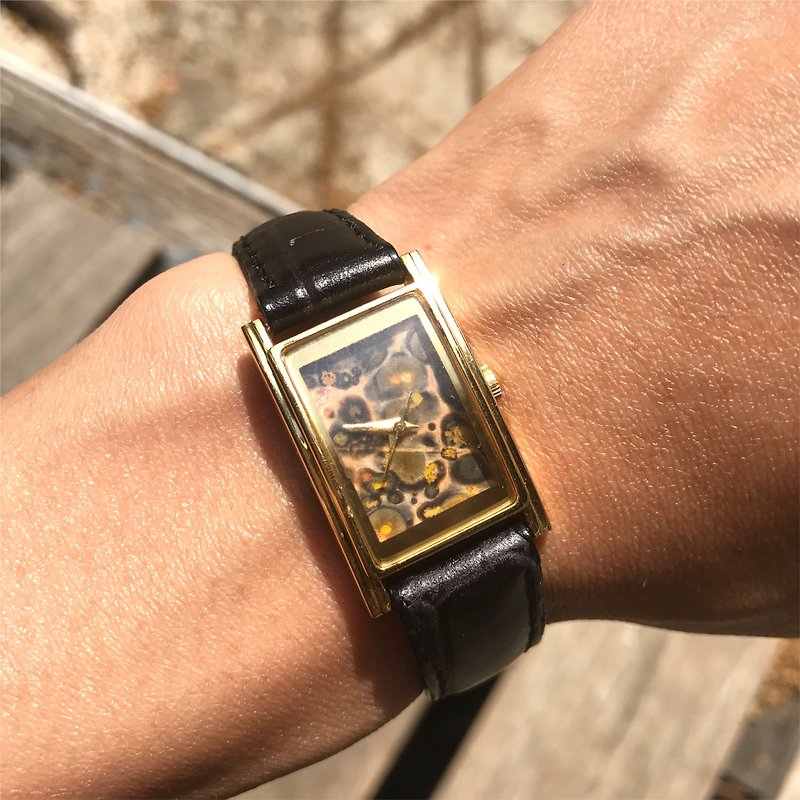 【Lost And Find】Sale Natural panther pattern agate watch - นาฬิกาผู้หญิง - เครื่องเพชรพลอย สีนำ้ตาล