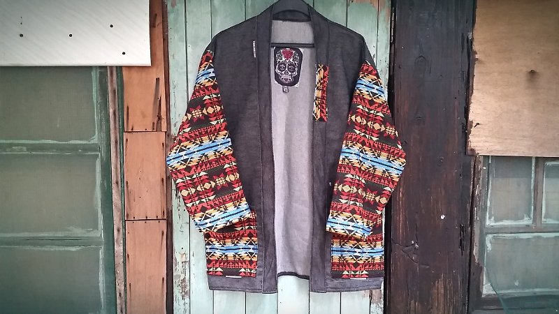 AMIN'S SHINY WORLD handmade custom color rainbow nation full version of Totem jacquard smock coat - Men's Coats & Jackets - Cotton & Hemp Multicolor