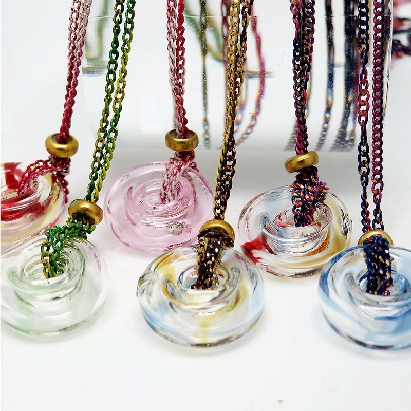 Diffuser Donut Necklace Color Chain Aroma Glass Colors Option with Oil Dropper