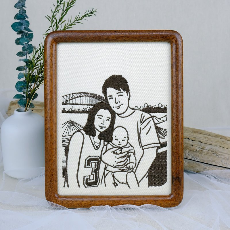 [Similar Painted Embroidery Photo Frame 8 inches]-Single color - Customized Portraits - Thread 