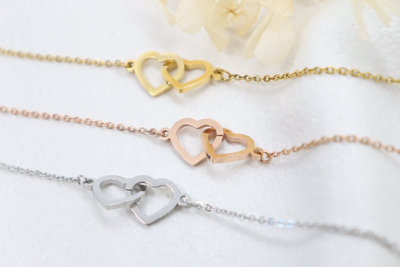 Double Hearts Surgical Steel Necklace for Her Infinity Pendant Jewellery - 項鍊 - 不鏽鋼 銀色