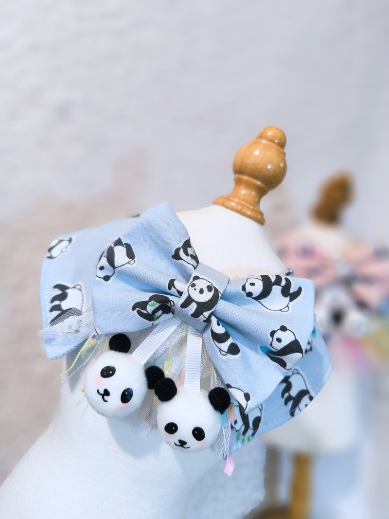 熊貓造型 Panda 寵物造型 頸飾 - 寵物衣服 - 棉．麻 藍色