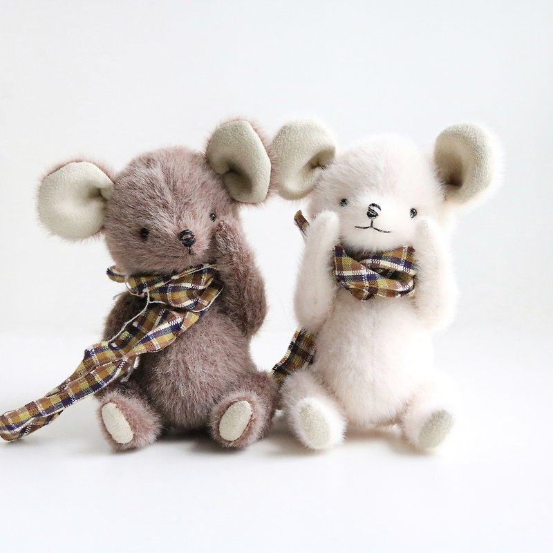 (Material package with teaching) Handmade five-joint teddy bear mouse DIY material package - เย็บปัก/ถักทอ/ใยขนแกะ - วัสดุอื่นๆ สีนำ้ตาล