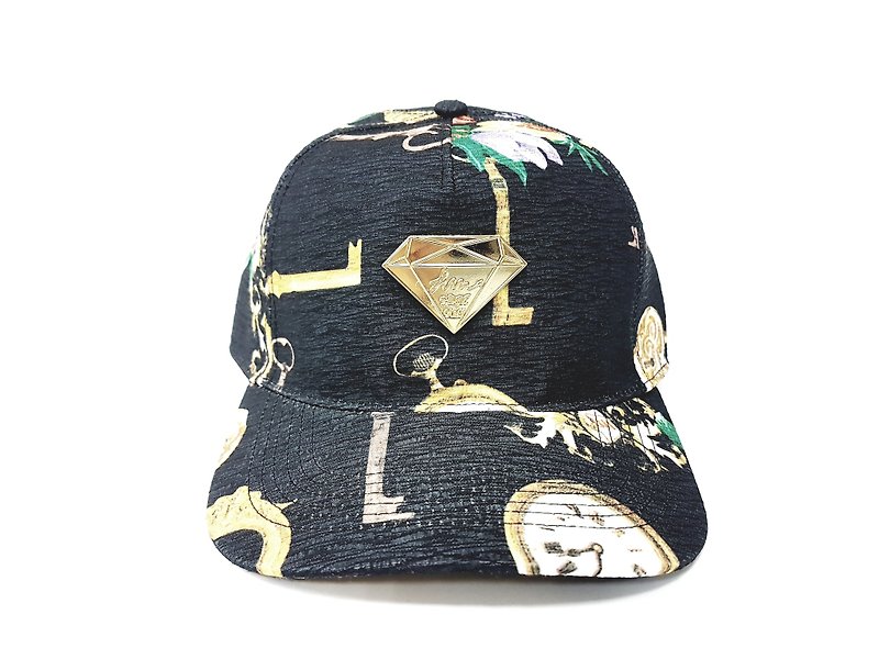 Golden Diamond Baseball Cap#Good time tide hat old hat - หมวก - ผ้าฝ้าย/ผ้าลินิน สีดำ