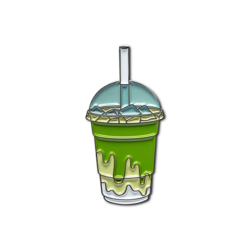 Enamel Pin Iced Matcha Latte - 徽章/別針 - 琺瑯 綠色
