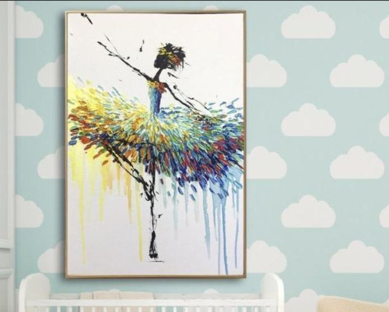 Ballerina Abstract Canvas Painting Colorful Wall Art Ballet Paintings On Canvas - ตกแต่งผนัง - อะคริลิค หลากหลายสี