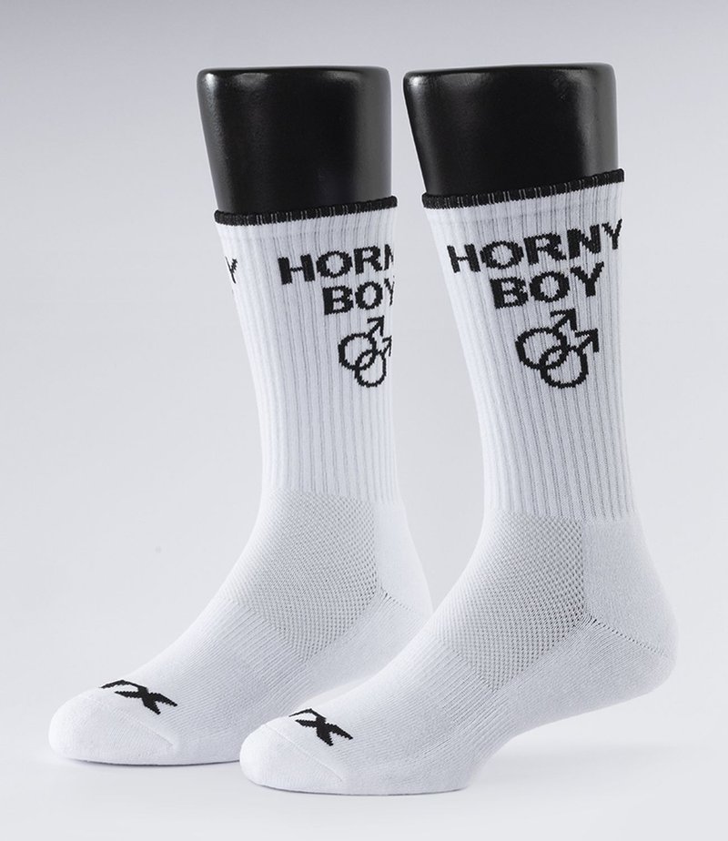 HORNY BOY Air cushion Socks - ถุงเท้า - ผ้าฝ้าย/ผ้าลินิน ขาว