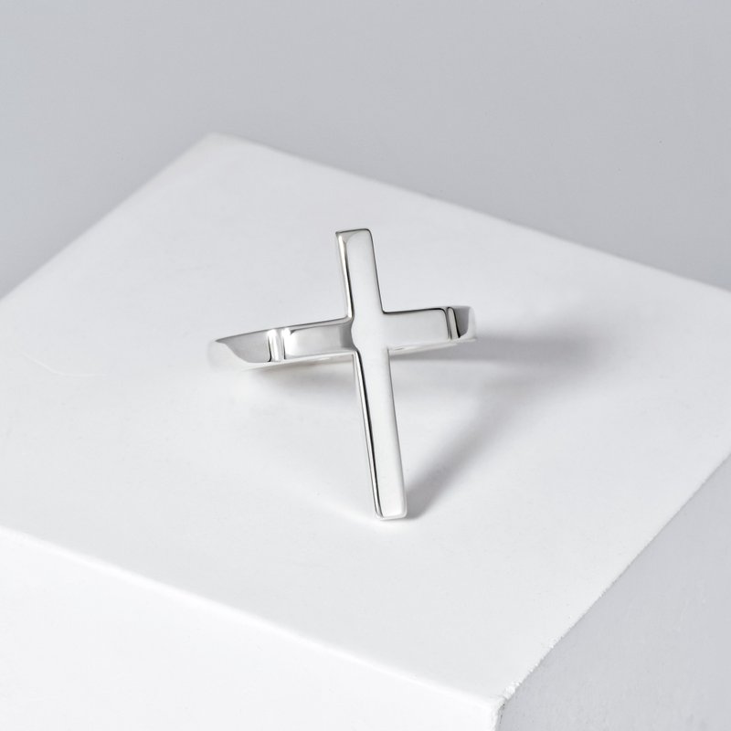 純光十字架戒指Pure Light Cross Ring - 戒指 - 純銀 銀色