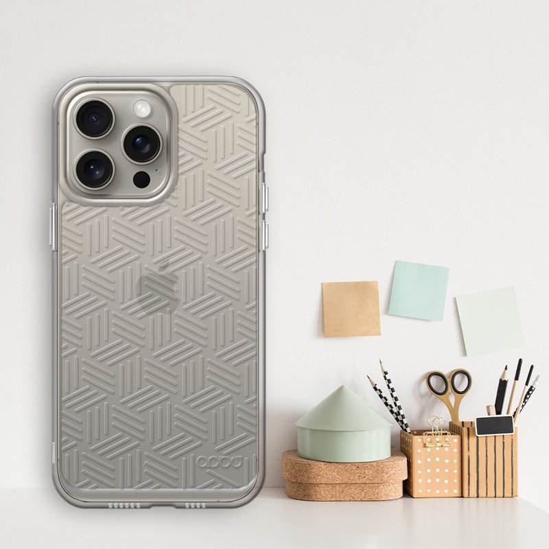 apbs iPhone16/15/14/13/12 series embossed shock-proof dual-material mobile phone case-twill pattern - Phone Cases - Other Materials Multicolor