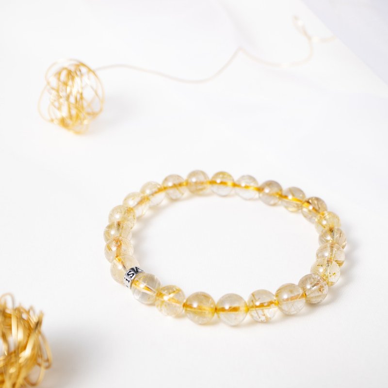 Golden Hair Crystal | Energy Crystal Bracelet | 7.5-8.5mm - สร้อยข้อมือ - คริสตัล สีทอง