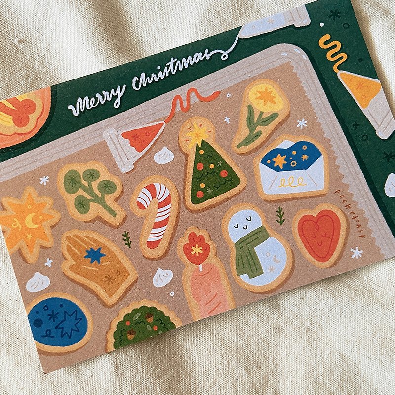 Christmas Cookies Postcard - 心意卡/卡片 - 紙 綠色