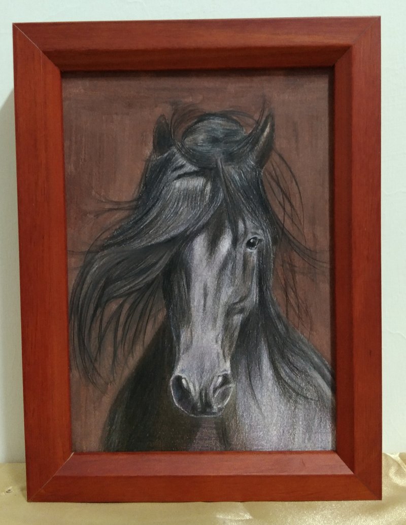 Decoration/ Horse/ Color pencil drawing/ Original/ Framed - โปสเตอร์ - กระดาษ 