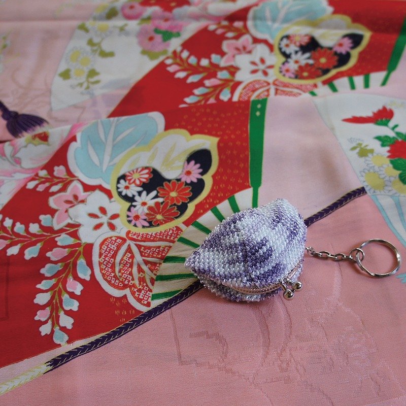 Ba-ba handmade ☆ seedbeads crochet mini-coinpurse (No. 639) - กระเป๋าใส่เหรียญ - วัสดุอื่นๆ สีม่วง