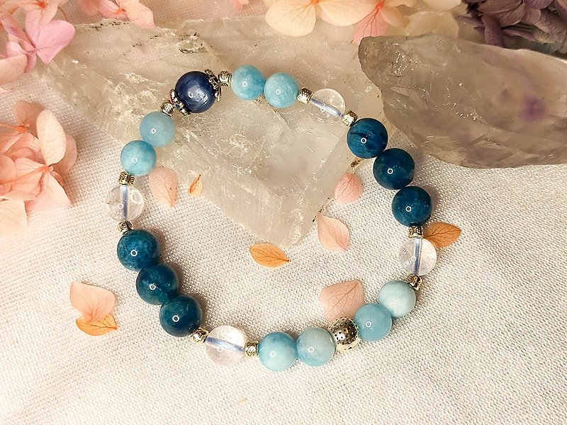 #蓝Stone#海蓝宝#涅槃水晶Stone design bracelet - Bracelets - Crystal 