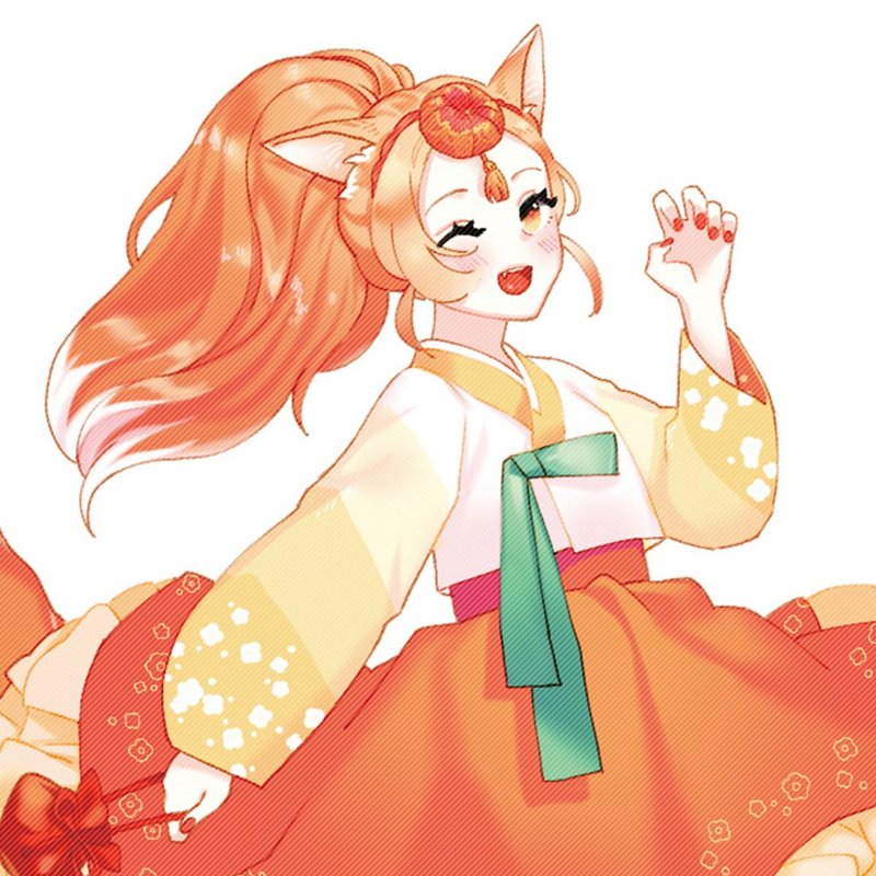 Fox girl (eggong) person sticker girl sticker - 貼紙 - 紙 橘色