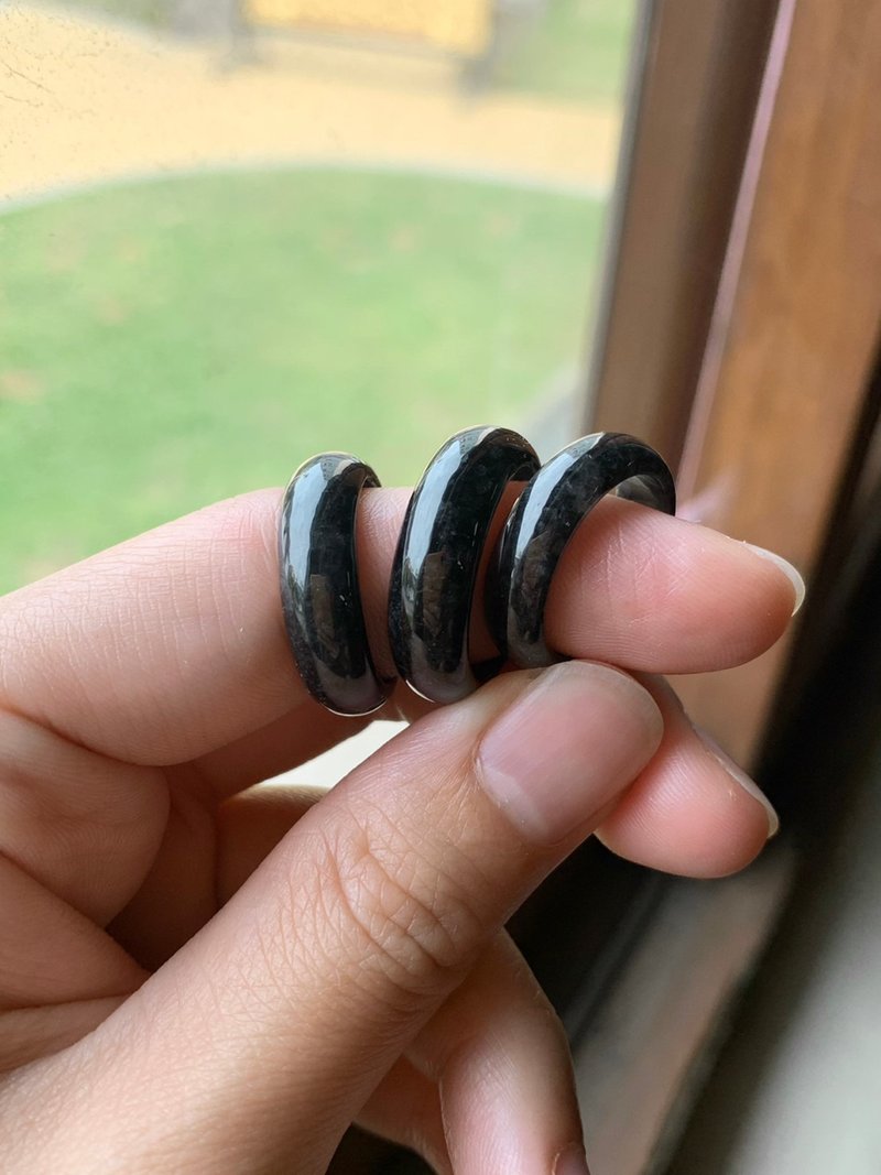丨玄武丨烏雞翡翠戒指 緬甸玉A貨 - 戒指 - 玉石 黑色