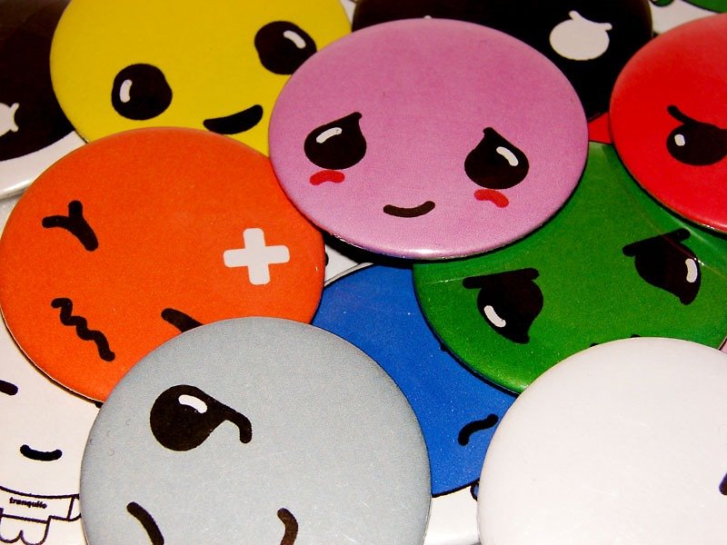 Emotions Pinback Buttons - Button Badge - Pin Badge 44mm - Emotions - เข็มกลัด/พิน - โลหะ หลากหลายสี