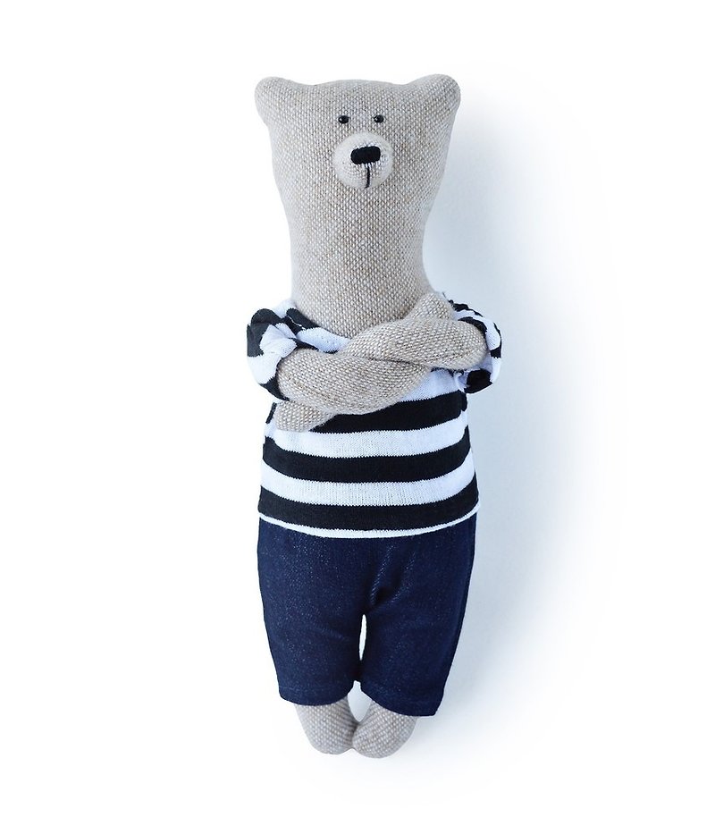 PK bears | Little Chef Lars 23cm I Handmade Fashion Bear I - ตุ๊กตา - ผ้าฝ้าย/ผ้าลินิน สีน้ำเงิน