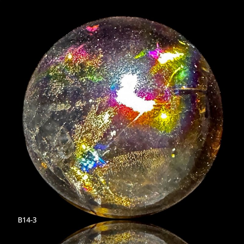B14-3 大彩虹光 茶水晶球 隱性藍針 高能量 小型隨身 茶晶球 聚財 - 擺飾/家飾品 - 水晶 