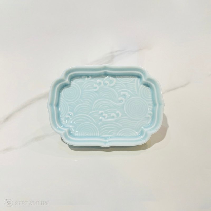 水波祥瑞瓷盤 - 藍 - 盤子/餐盤/盤架 - 瓷 藍色