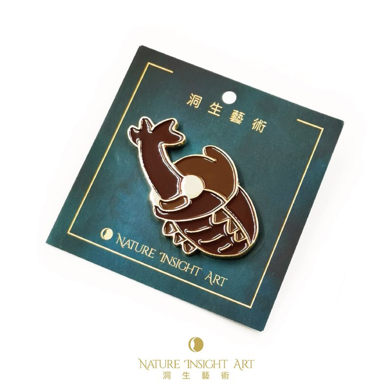 洞生藝術 | Q版昆蟲金屬徽章-獨角仙 - 胸針 - 鋁合金 白色