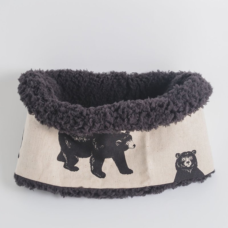 Umbrella black bear / neck circumference / neck warm sets / scarves / winter limited / fat hand-made - ผ้าพันคอ - ผ้าฝ้าย/ผ้าลินิน สีดำ