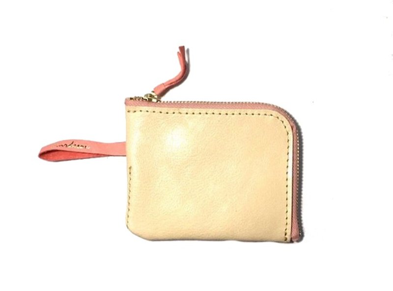 CU198IV L zipper coin purse half wallet mini wallet compact wallet leather smart wallet unisex - Wallets - Genuine Leather Brown