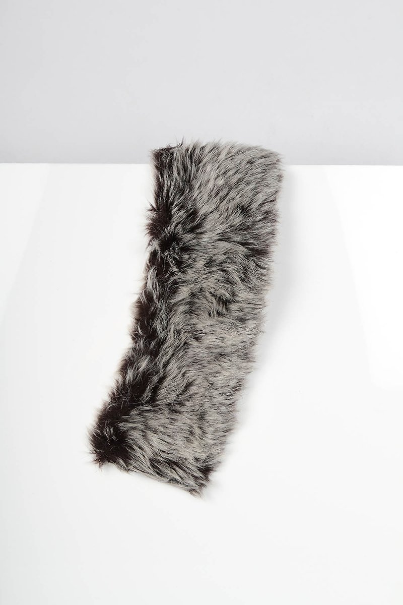 人造皮草領 - 銀灰長毛 - 圍巾/披肩 - 聚酯纖維 灰色