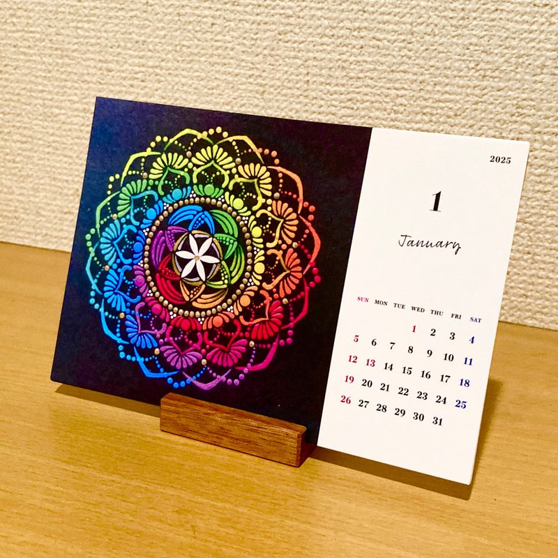 2025 tabletop calendar Dot Mandala Postcard  Size - ปฏิทิน - กระดาษ หลากหลายสี