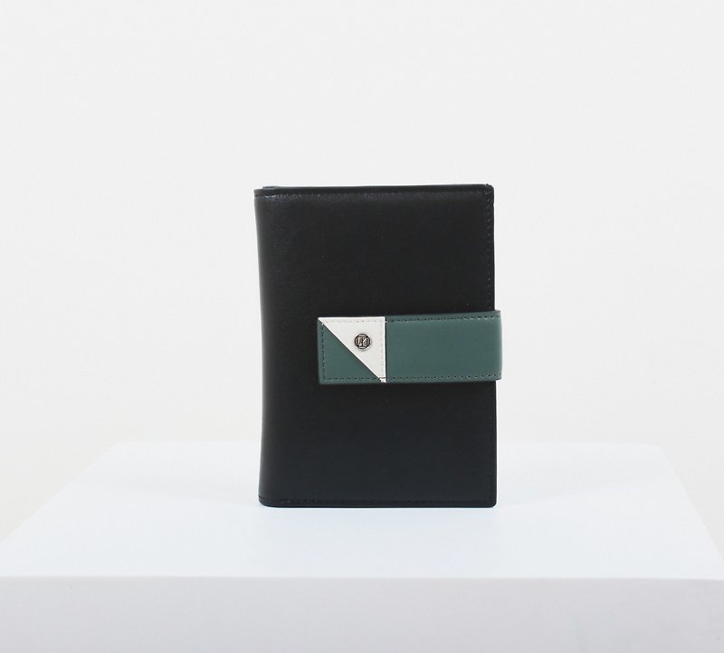 Two-Tone Flap Wallet | Black x Thyme - กระเป๋าสตางค์ - หนังเทียม สีดำ