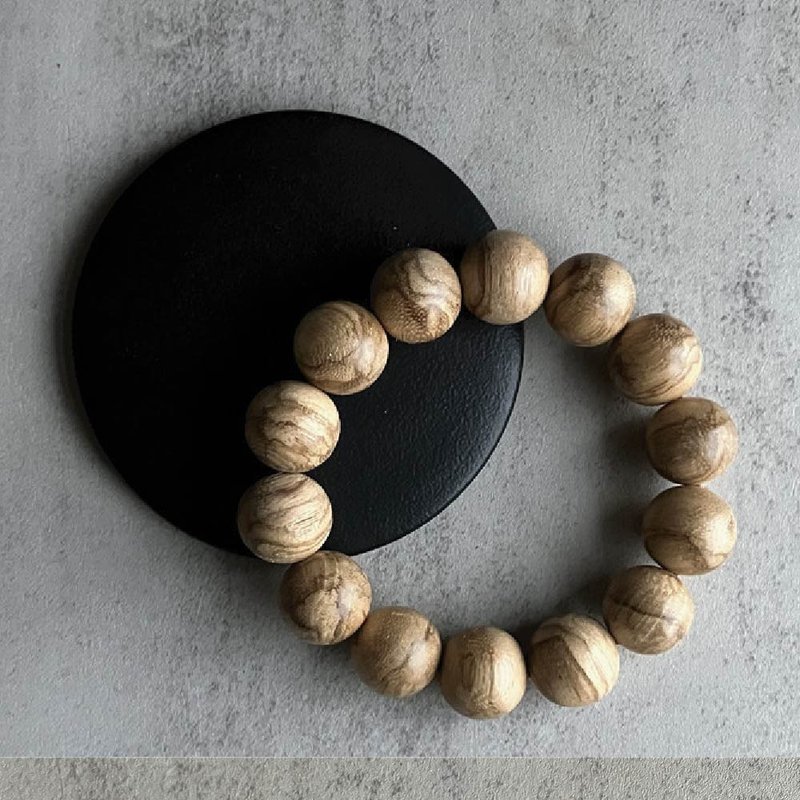 [Round beads for daily use] Wild Maninau agarwood single circle bracelet 16mm (13-14g) - สร้อยข้อมือ - ไม้ 