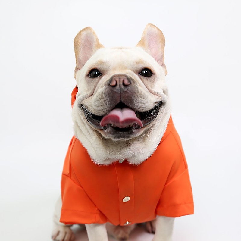 Hooded Raincoat for Dog, Flame Orange - เสื้อแจ็คเก็ต - วัสดุกันนำ้ 