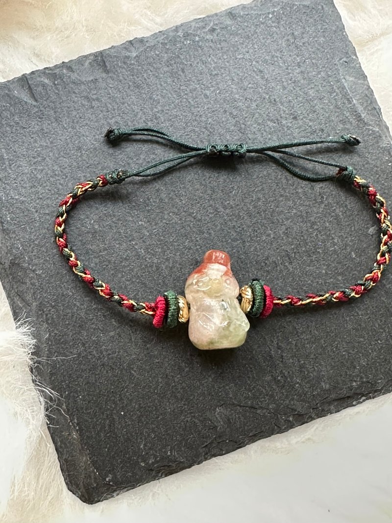 Sakura Agate Christmas Snowman Bracelet - สร้อยข้อมือ - คริสตัล สีแดง