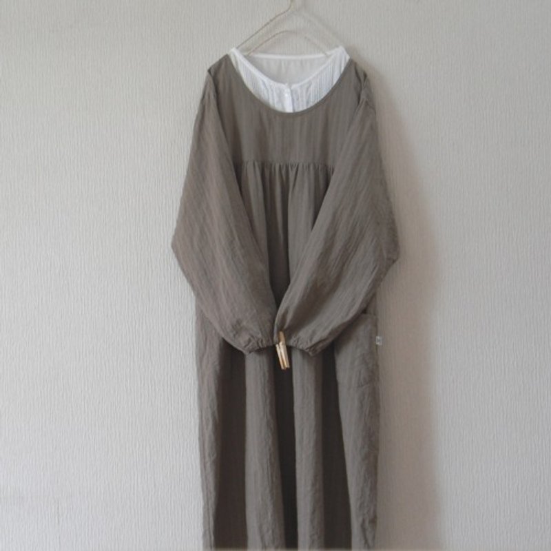 Pinkoi Proxy Purchase - Cotton smock apron, light brown - One Piece Dresses - Cotton & Hemp 