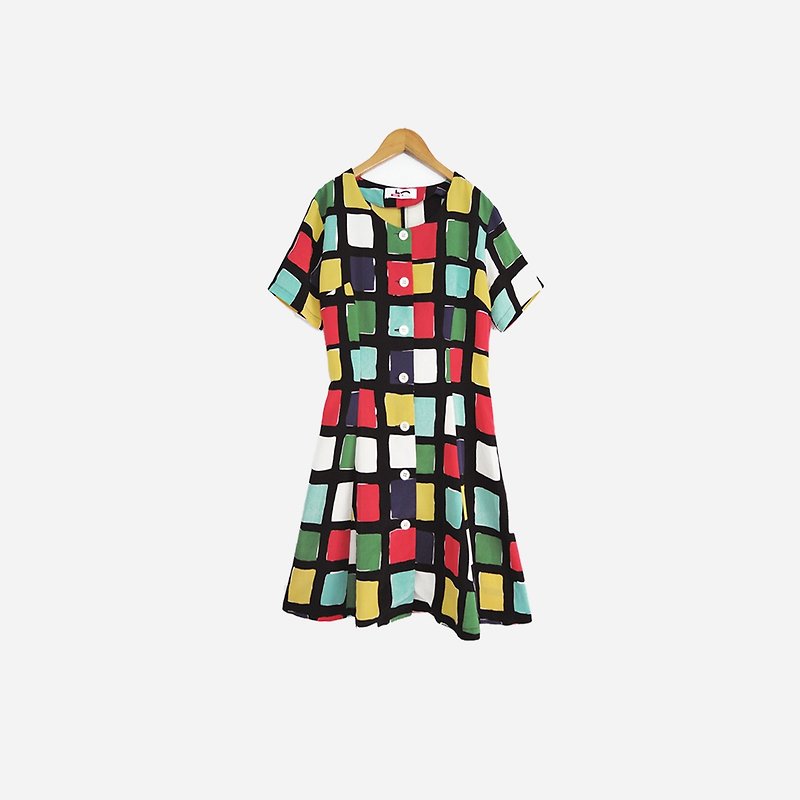 Discolored vintage / colored checkered dress no.626 vintage - One Piece Dresses - Other Materials Multicolor