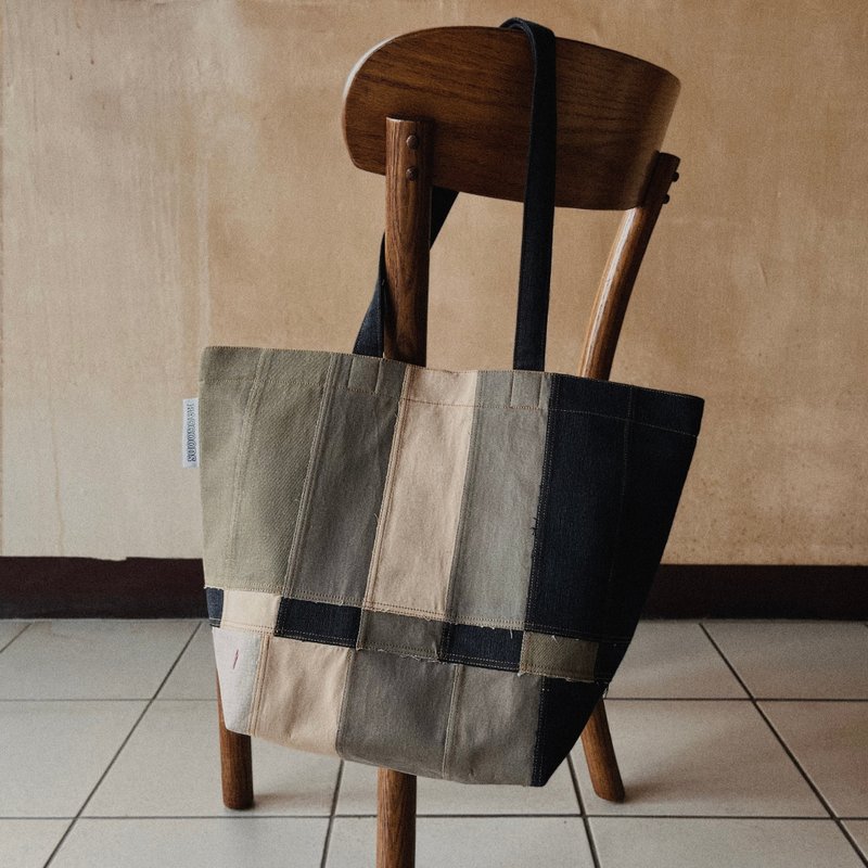 No Signal Patchwork Bag L | Pine - Handbags & Totes - Cotton & Hemp Khaki