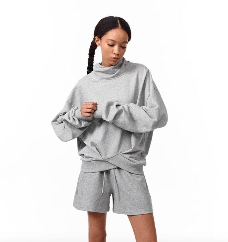 American retro irregular pleated petal collar sweatshirt - Women's Tops - Other Materials Gray