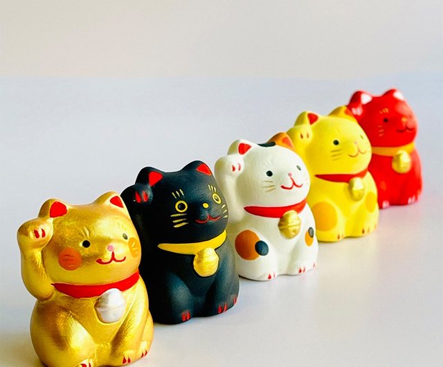 瀬戸焼 招き猫 みなと送料無料ゾーン】瀬戸焼 万来招福五色招き猫 - ショップ