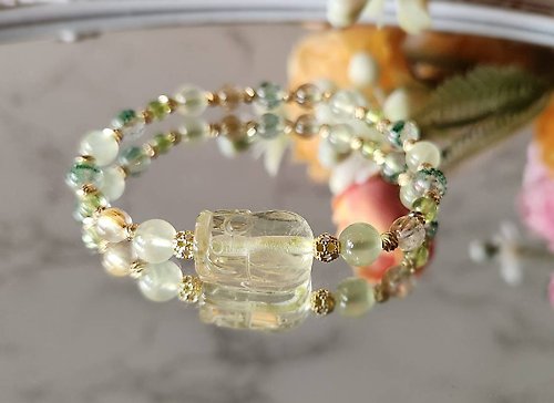 日日天晴◆Everyday Treasures 黃水晶貔貅|橄欖石|葡萄石|鈦晶|綠幽靈|水晶手珠|手鍊
