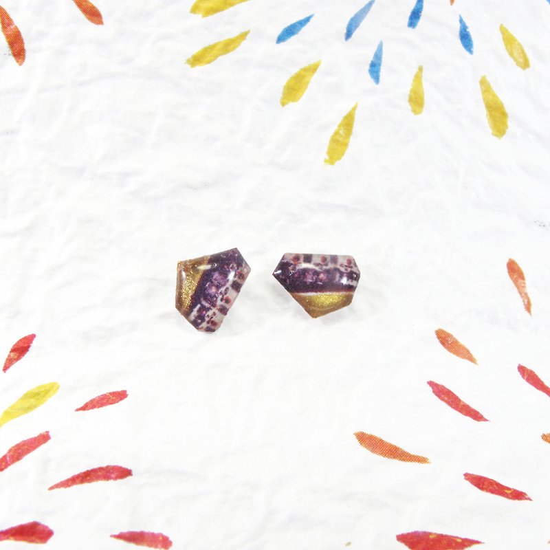 [Earrings] Grandpa Watanabe's Secret*Can be changed to clip style - Earrings & Clip-ons - Plastic Purple