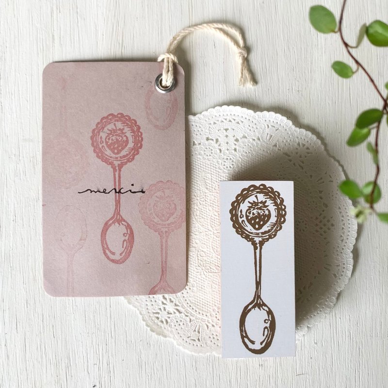 橡皮章【草莓復古茶匙印章】 - 印章/印台 - 其他材質 