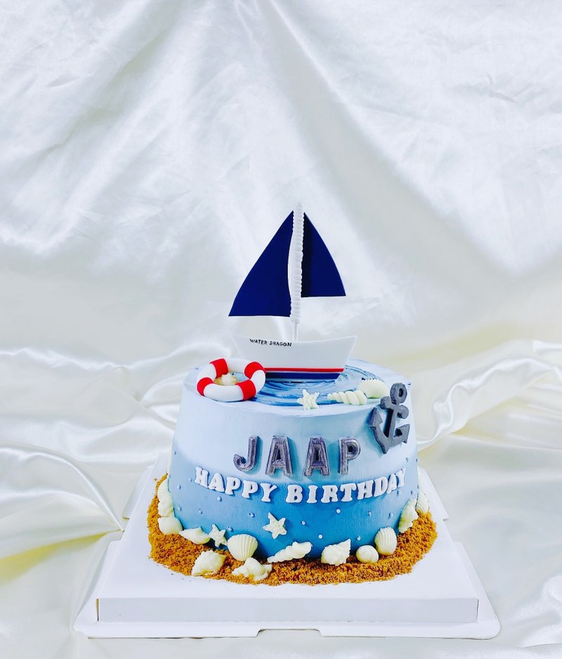 Sailing Ocean Cake Birthday Cake Dessert Customized Full Moon Wedding 6 8 Inch Face to Face - เค้กและของหวาน - อาหารสด สีน้ำเงิน