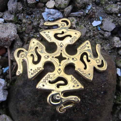 Gogodzy handmade sun symbol pendant,Vintage Brass cross pendant,ukrainian jewelry charm