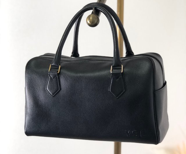 日本直送 名牌中古包 】Yves Saint Laurent イヴ・サンローラン YSLロゴ レザー ボストンバッグ ハンドバッグ ブラック  vmt4zv - ショップ VintageShop solo トート・ハンドバッグ - Pinkoi