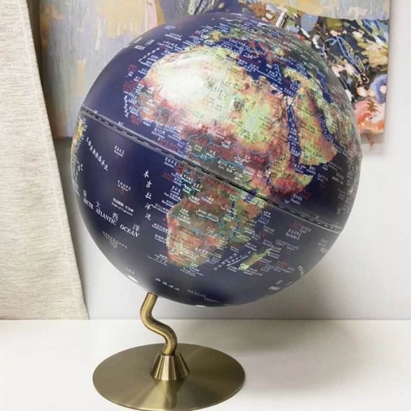 SkyGlobe 12吋衛星觸控鋰電池N型古銅金底座地球儀(中英文對照) - 擺飾/家飾品 - 其他金屬 藍色