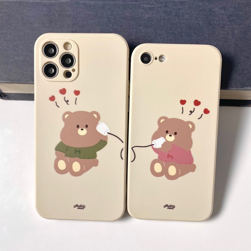 Hello couple iPhone mobile phone couple silicone case - เคส/ซองมือถือ - ซิลิคอน สีนำ้ตาล