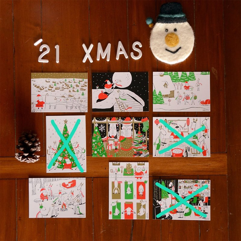 Christmas Card-Christmas Postcard A Set: No.1-8 - การ์ด/โปสการ์ด - กระดาษ สีแดง